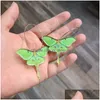 Dangle żyrandol moda zielony motyl akrylowy kolczyki kobiety dziewczyna vintage moth zabawna referze biżuteria zwierząt kreatywna prezent Dro dh4ly