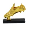 Dekorativa föremål Figurer 29cm Hög fotbollsfotbollsfoto -trofé Guldpläterad Award Shoe Boot League Souvenir Cup Gift Anpassad bokstäver 230814