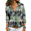 Women's Blouses Loose Fitting Long Sleeved Shirt Womens Lapel Button Up And Hexagonal Print Elegant Fashionable 2023 Shirts For Women