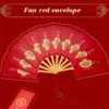 Decorative Figurines Red Envelopes Creative Year Fan Shape Wish Lucky Chinese Spring Festival Gift Bag 2023 Hongbao Pocket Money Pockets