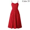 Lässige Kleider Sigutan Elegant Button Frauen Polka Punkte rote Baumwolle Midi Kleider Sommer Frauen Beach Vestidos