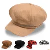 Berets Fashion Spring Autumn Womens Woolen Plaid Hat Cap Style Leather Newpaperboy Dome Caps Accessories Drop Delivery Hats Scarves Gl Dhpcw