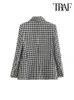 Kvinnor kostymer blazers traf kvinnor mode dubbel breasted houndstooth blazer coat vintage långärmad klafffickor kvinnliga ytterkläder chic vestes 230815