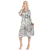 Women's Sleepwear Ladies Luxurious Sexy Pajamas Sweet Flamingo Leaf Pattern Comfortable Cool Imitation Silk Nightgown