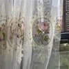 Curtain Luxury Peony Embroidery Tulle Curtain For Living Room European Elegant Flower Embroidery Sheer Voile Drapes For Bedroom