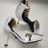 Fashion Design Red-Bottoms Leather Sandals Silk Shoes Pumps Women High Heel Wedding Dress Elegant Lady Gladiator Sandalias EU35-42