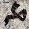 Scarves Gothic Black Gray Striped Women Unisex Knitted Neckerchief Y2k Girl Warm Long Scarves Korean Japanese Basic Scarf 2.1m*0.3m 230814