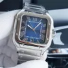 Men's watch gradual blue square dial 39 8mm sapphire crystal glass folding buckle Roman digital sword shape fine steel pointe285c