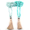 Hanger kettingen mode 8 mm blauw natuurlijke semi -edelsteen met kristal pave link schakel charme handgemaakte ketting vrouwen sieraden