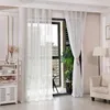 Cortina Folhas brancas modernas cortinas de tule transparente para a sala de estar JACQUARD JACQUARD CORTULA DE CORTA DE LUXO R230815