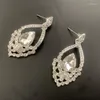 Bengelen oorbellen delicate zilveren kleur kristal drop bruiloft mode sieraden voor vrouwen geschenk groothandel feest