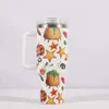 Mugs Halloween Pumpkins Ghost 40 oz Tumbler med handtag kaffe dubbel vägg rostfritt stål vakuumisolerat halm 230815