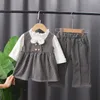 Ensembles de vêtements filles vêtements ensembles printemps automne enfants mode coton gilet robe t-shirt pantalon 3 pièces survêtements pour bébé enfant en bas âge tenues