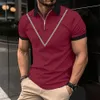 Mens Polos V Embroidery Polo Men Casual SHORT STEVE DESIGN SHIRT TSHIRT TOPS Summer Lapel Zipper 230815