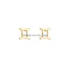 Moda de Stud 12 Constellation Beachring Classic Sier Gold Zodiac Sign Brincos