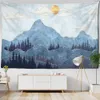 Tapisseries Mountain and Forest Tapestry Wall Hanging Art Wall Filt Hippie Dormitory Bakgrund Tygdekor R230815