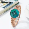 Montre femme montres de haute qualité luxe octogone édition limitée diamant petite peau verte avec montre à quartz 31mm
