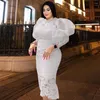 Plus Size Dresses Women Lace Lantern Sleeve Midi Bodycon Pencil Dress Lady Sexy Summer Birthday Party Elegant 3xl 4xl 5xl 6xl