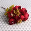 Decorative Flowers 1 Bouquet 6 Big Heads 2 Buds Artificial Peony Tea Rose Camellia Silk Fake Flower Diy Home Garden Wedding Decoration Gifts