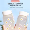 Water Bottles Plastic 500ml Small Daisy Transparent Creative Frosted Bottle Portable Trendy WatRope Travel Tea Cup