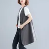 Women's Vests 2023 Spring Retro Cotton And Linen Vest Coat Mid-Long Summer Loose Sleeveless Blouses Cardigan Waistcoat