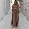 Etniska kläder 2 stycken öppen abaya set matchande muslim