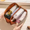 Cosmetic Bags Large Capacity Makeup Organizers Double-layer PU Leather Cosmetics Bag Classified Containers Women Perfume Lipstick Beauty Pouch 230815