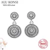 Stud 925 Sterling Argento Glamour Fashion Glamour Double Round Orecchini in argento Donne fai da te Gioielli 230815