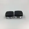 3Gram Plastic Jar Square Shape Clear Pot Black Cap Cosmetic Sample Eyeshadow Lip Balm Container Nail Art Piece Glitter Bottle Miplb