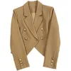 Kvinnors kostymer blazers fjäderkamel färg kvinnlig kostym kappa högklass dubbelbröst modern mångsidig trend 230815