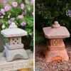 Decorative Objects Figurines Decoration Zen Ornaments Solar Powered Tower Garden Statue Lanterns Chinese Lamp Stone Courtyard Pagoda Lantern 230815