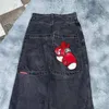 Мужские джинсы Jnco Jeans Y2k Уличная одежда Хип-хоп Боксерские перчатки Мешковатые джинсы с графическим принтом Черные брюки Мужчины Женщины Harajuku Готические широкие брюки 230814