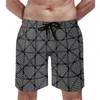 Men's Shorts Black White Nordic Lines Board Summer Abstract Minimalist Casual Beach Sports Comfortable Graphic Swimming Trunks