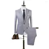 Men's Suits Men Slim Fit Pants Set Stylish Business Suit Lapel With Pockets For Spring Autumn Office Solid Color