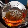 Bar Tools Creative Globe Decanter Set with Lead free Carafe Exquisite Wood stand and 2 Whisky Glasses Whiskey Grade Gift 230814