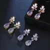 Stud Earrings Bettyue Charming Leaves Appearance Three Color Waterdrop Earring Women Delicate Zirconia Elegant Dress-up In Wedding Party