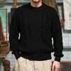 Men's Sweaters Crew Neck Knitted Sweater Cable Thick Regular Fit Black Khaki Vintage Pullover Designer Jumper Autumn Winter 230814