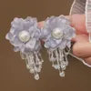 Dangle Earrings U-Magical Exaggerated White Organza Flower Crystal Earings For Women Fairy Imitation Pearl Long Tassel Jewelry