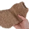 Natural Vegetable Fiber Dual Sided Exfoliating Hemp Flax Ramie Glove Hand Mitt Mitten Shaped Back and Body Shower Bath Scrubber Brown Cjwjt