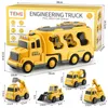 Diecast modelo carro Temi Diecast Truck Toys Engenharia de Carro de Engenharia de Carro De engenharia da escavadeira Bulldozer Truck Sets Kids Educational Boys for Toys 230814