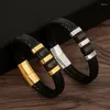 Braccialetti di fascino braccialetto a catena in pelle genuina per uomo chiusura magnetica in acciaio inossidabile in oro placcato gioielli esclusivi regalo all'ingrosso