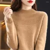 Swetry damskie 2023 Moda kaszmirowy sweter Kobiety Kobiety z wysokim kołnierzem wełna merino szczupła miękka długie rękaw