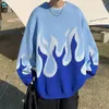 Camisolas masculinos 2023 Sweater de outono Flame Casual Halloween Plus Fashion Plush Simples top para homens