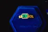 Cluster Rings Solid 18K Gold 0.55ct Nature Emerald Gemstones For Women Fine Jewelry Presents The Six-word Admonition