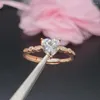 Cluster Rings D Color Heart Moissanite Wedding Ring For Woman 6mm VVS No Fading 3 Layer 18k Gold Plating smycken