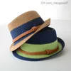 Caps Hats Parent Child Panama Straw Hat British Style Jazz Cappone da campeggio per ragazzi da campeggio per la festa della spiaggia da sole intrecciata da sole Z230815