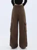 Calça feminina Y2K Brown macacão jeans Fashion 2023 Style Troushers Caustra High Casual Streetwear Casual BF