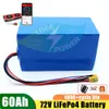 Lithium 72V 60AH LIFEPO4 Batterij BMS 24S 76.8V Diepe cyclus voor 5000W 3500W Bike Scooter Motorfiets + 10a Charger