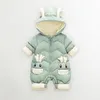 Down Coat 2023 Geboren babymeisjeskleding Winter Snowsuit plus fluweel dikke jongens jumpsuit 0 3 jaar Romper Boy overalls peuter 230814