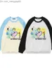 Erkek Hoodies Sweatshirts Houzhou Harajuku Y2K Retro Street Giyim Hoodie Kadınlar 2023 Sonbahar Kore Moda Yaması Baskı Ekstra Büyük Sweatshirt Yeni Baskı Z230816